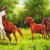 Horses in Forest  - Animals Paint By Number