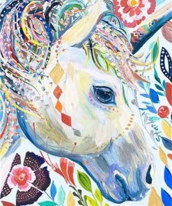 Unicorn Portrait Made of Flowers - Animals Paint By Number