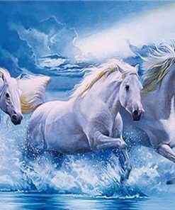 White Horses From Ocean - Animals Paint By Number