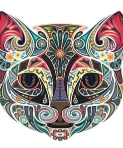 Ornamental Cat Colored - Animals Paint By Number