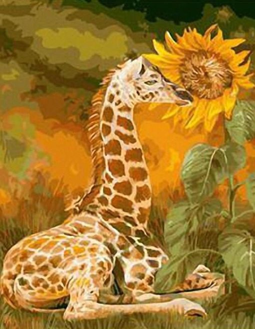 giraffe sunlight flower paint by numbers