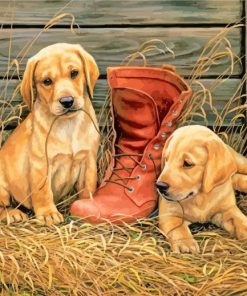 Dogs with a shoe Paint by numbers