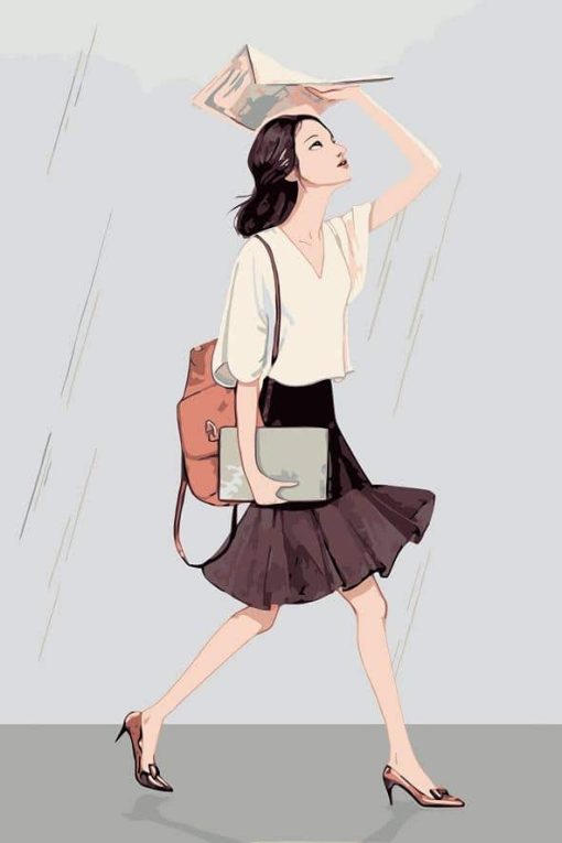 Girl in Road To University paint by numbers