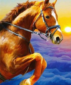 Golden Horse Above Clouds paint by numbers