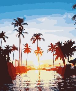 Palm Tree Sunset paint by numbers