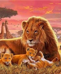 Lion With Cubs paint by numbers