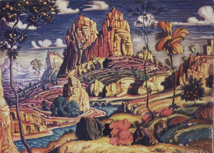 Memories_of_Mantegna_By_Konstantin_Bogaevsky-_Landscape_Paint_By_Numbers