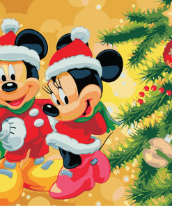 Mickey And Minnie Christmas paint by numbers