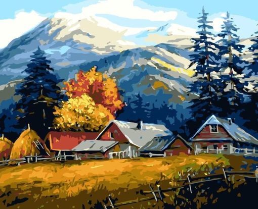 Mountain farm paint by numbers