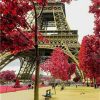 Paris Eiffel Tower Red Trees paint by numbers