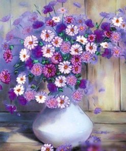 Purple Flowers In The Bottle -  Flowers Paint By Number