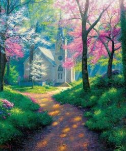 Forest Chapel - Landscape Paint By Number