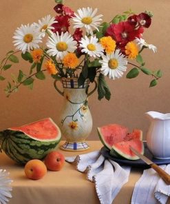 Fruits and Flowers On Table -  Flowers Paint By Number
