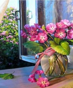 Pink Flowers paint by numbers