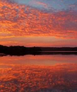 Pink Sky Reflection on Lake paint by numbers