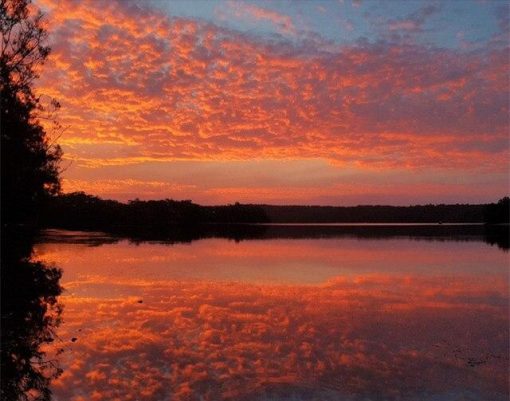 Pink Sky Reflection on Lake paint by numbers