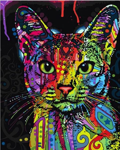 Colorful Cat Abstract Modern Wall Art Picture - DIY Paint By Numbers - Numeral Paint