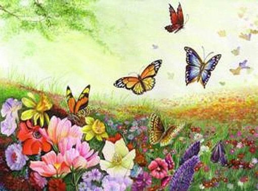 Butterfly Landscape  - DIY Paint By Numbers - Numeral Paint