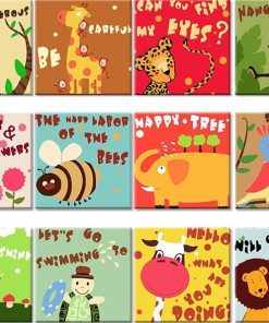 Cartoon Animals Calligraphy Painting - DIY Paint By Numbers - Numeral Paint