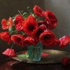 Red Poppies Vase paint by numbers