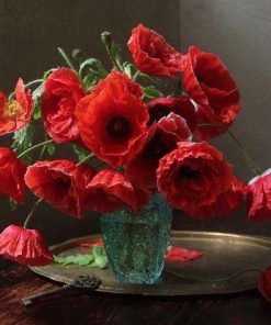 Red Poppies Vase paint by numbers