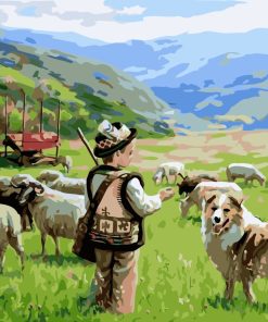 Shepherd Boy with Herd paint by numbers