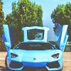 Blue Lamborghini paint by numbers