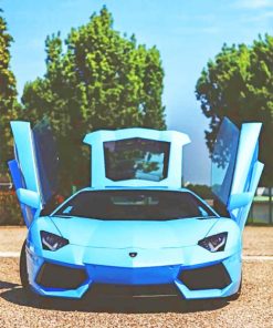 Blue Lamborghini paint by numbers