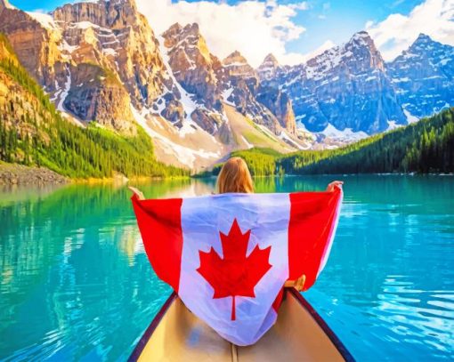 Canada Flag In Banff National Park paint by numbers