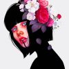 Flowers On Girl Head Art paint by numbers