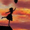 Girl With Balloon Silhouette paint by numbers