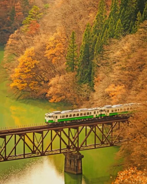 Train In Girder Bridge paint by numbers