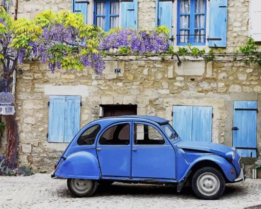 Blue Vintage Citroen paint by numbers