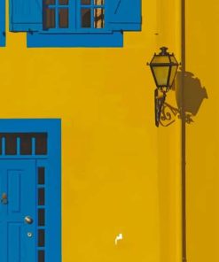 Blue And Yellow House paint by numbers