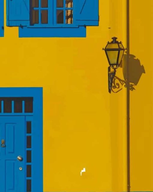 Blue And Yellow House paint by numbers