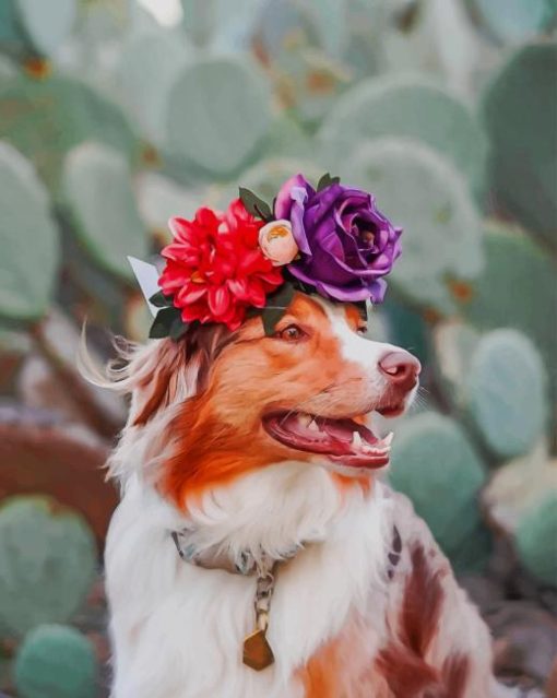 Rough Collie With Flowers paint by numbers