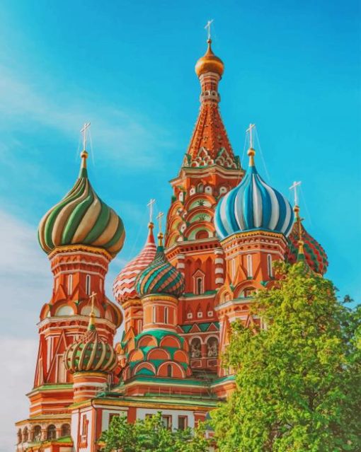 Saint Basils Cathedral Russia paint by numbers