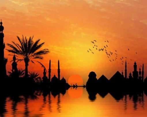 Sunset Nile River paint by number