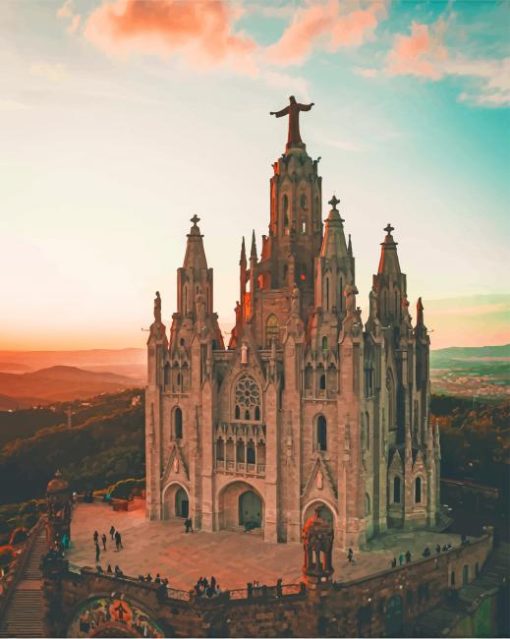 Tibidabo Church Barcelona paint by numbers