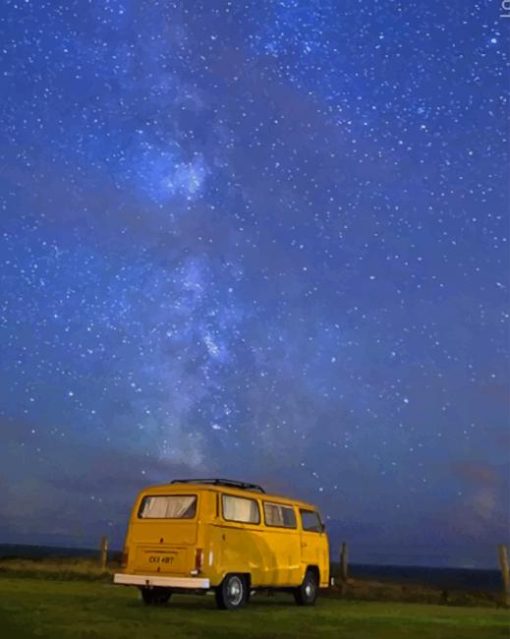 Yellow VW Bus paint by numbers