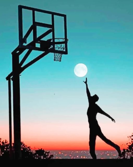 Basketball Moon Silhouette paint by numbers