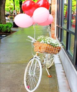 Bike With Flowers And Balloons paint by numbers