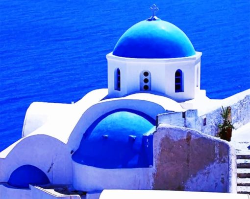 Blue Santorini paint by numbers