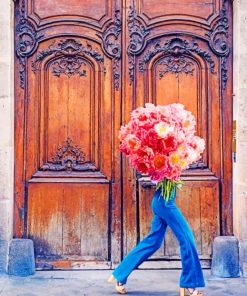 Girl Holding Flowers paint by numbers