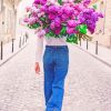 Lady With Purple Flowers paint by numbers