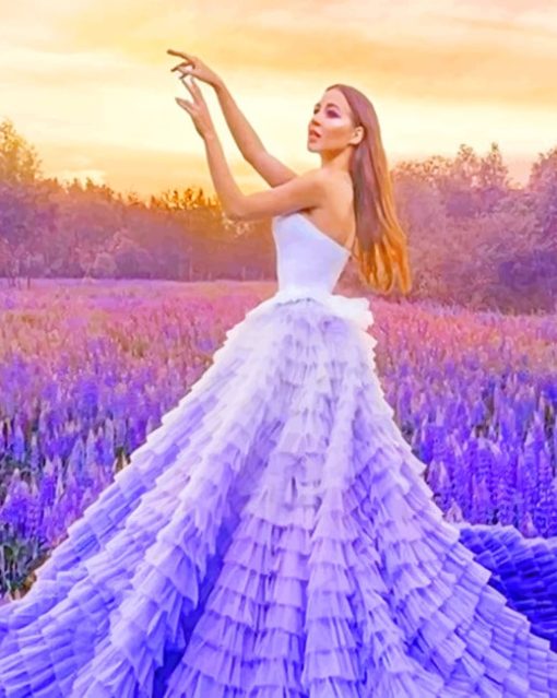 Long Dress Girl In Lavender Field paint by numbers