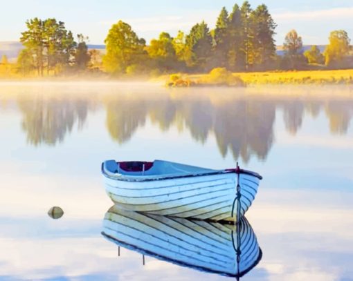 Old Boat In Lake paint by numbers