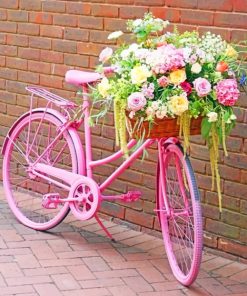 Pink Bike With Flowers paint by numbers