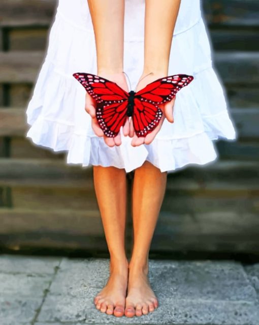 Red Butterfly On Hands paint by numbers