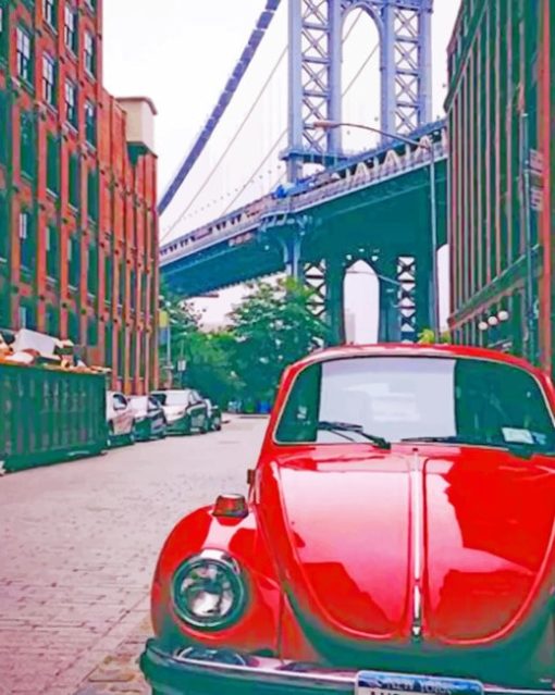 Red VW In Brooklyn Streets paint by numbers